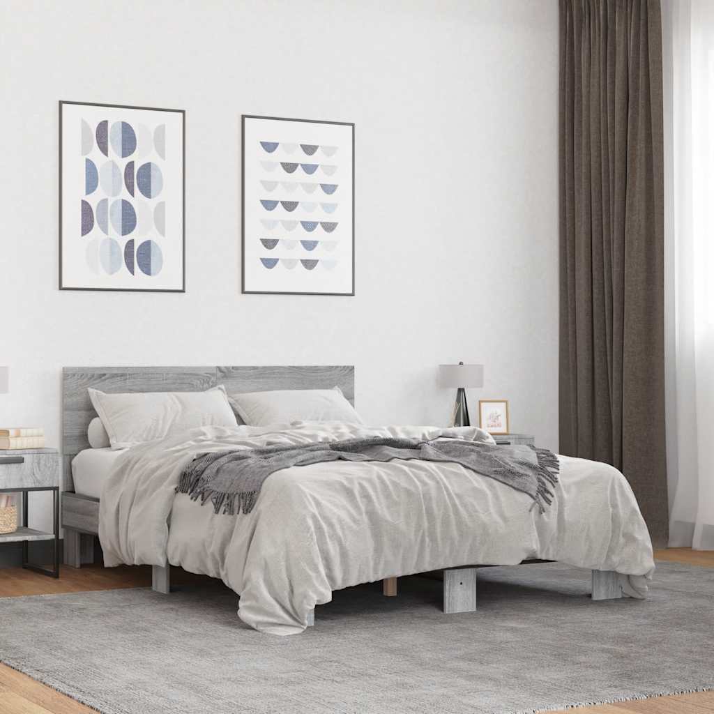 Bed Frame without Mattress Length 200 cm Grey sonoma 120 cm