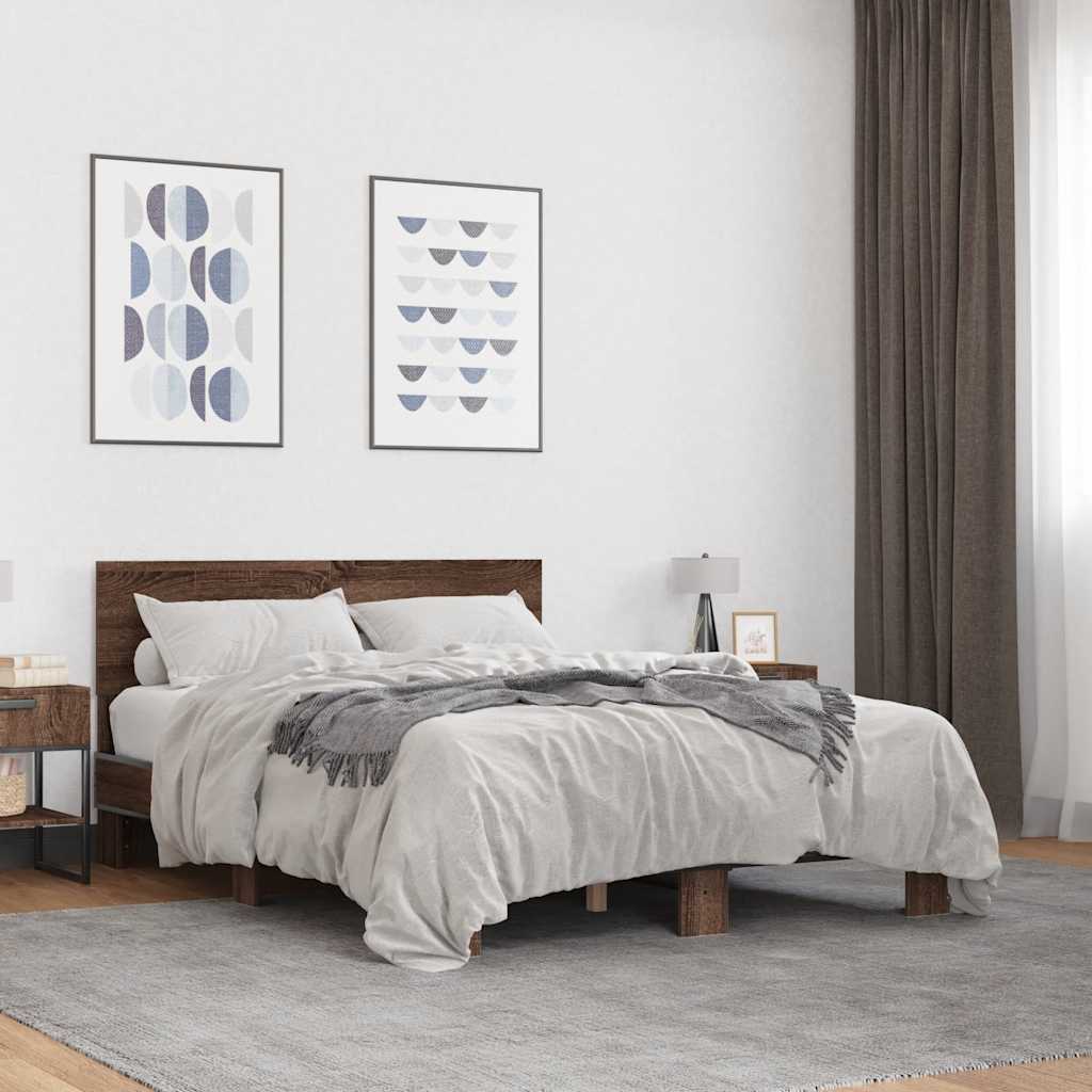 Bed Frame without Mattress Length 200 cm Brown oak 120 cm