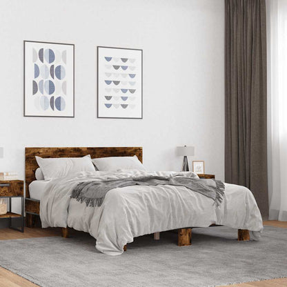 Bed Frame without Mattress Length 200 cm Smoked oak 140 cm