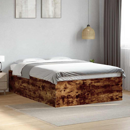 Bed Frame without Mattress 120x200 cm Height 45 cm Smoked oak