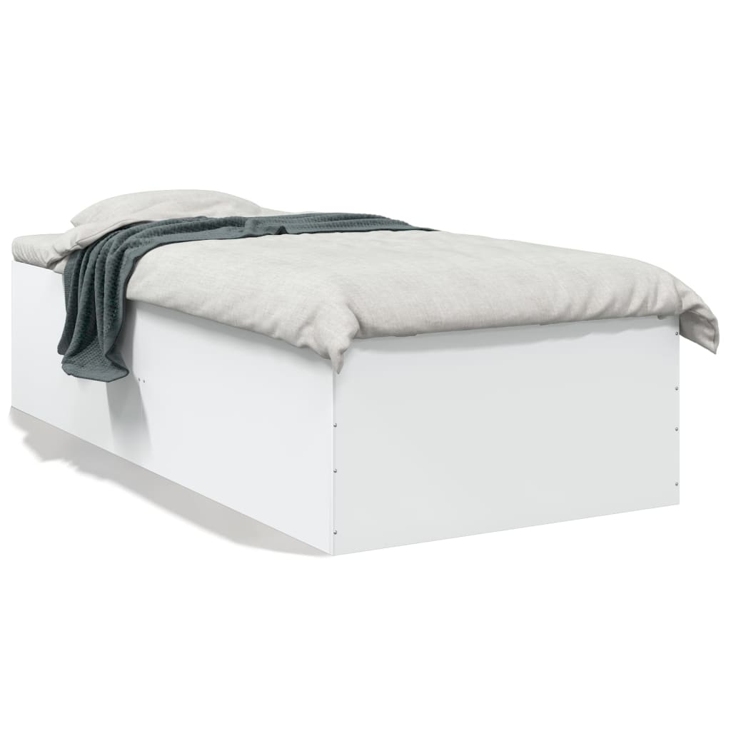 vidaXL Bed Frame without Mattress White 75x190 cm Small Single 2