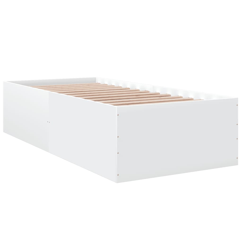 vidaXL Bed Frame without Mattress White 75x190 cm Small Single 3