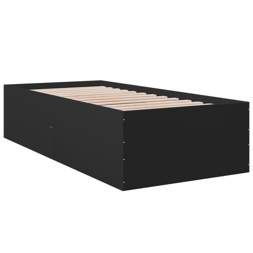 vidaXL Bed Frame without Mattress Black 75x190 cm Small Single 5