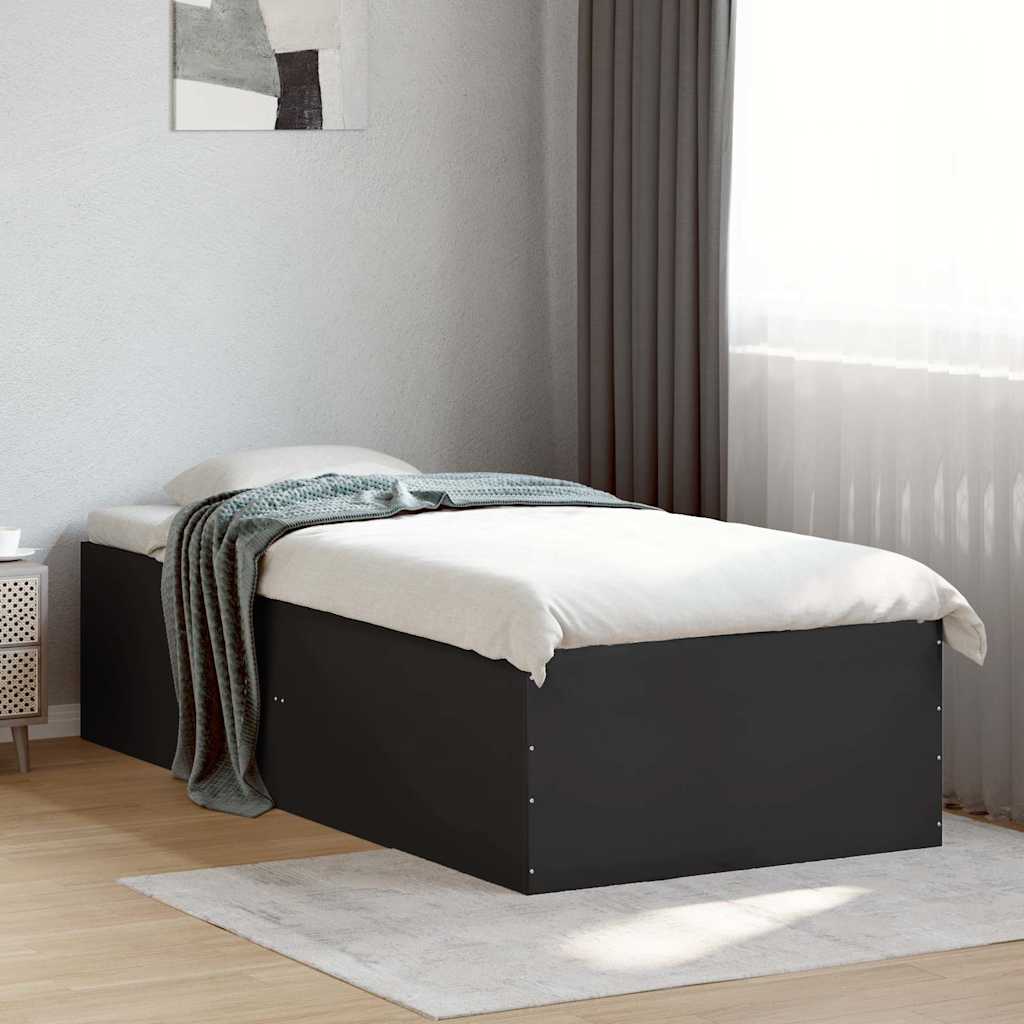 vidaXL Bed Frame without Mattress Black 75x190 cm Small Single 1