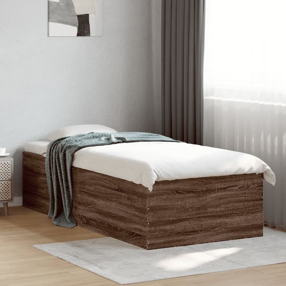 Bed Frame without Mattress 90x190 cm Single Height 45 cm Brown oak