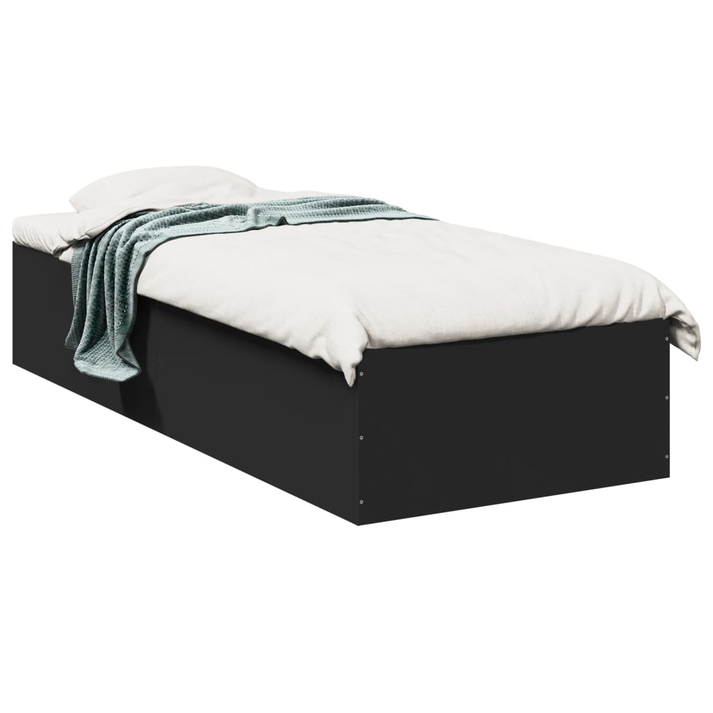 vidaXL Bed Frame without Mattress Black 100x200 cm 2
