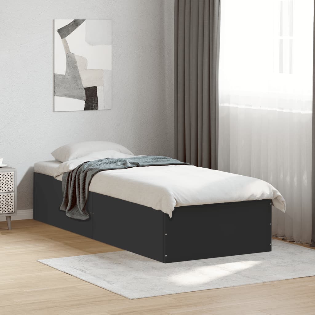 vidaXL Bed Frame without Mattress Black 100x200 cm 1