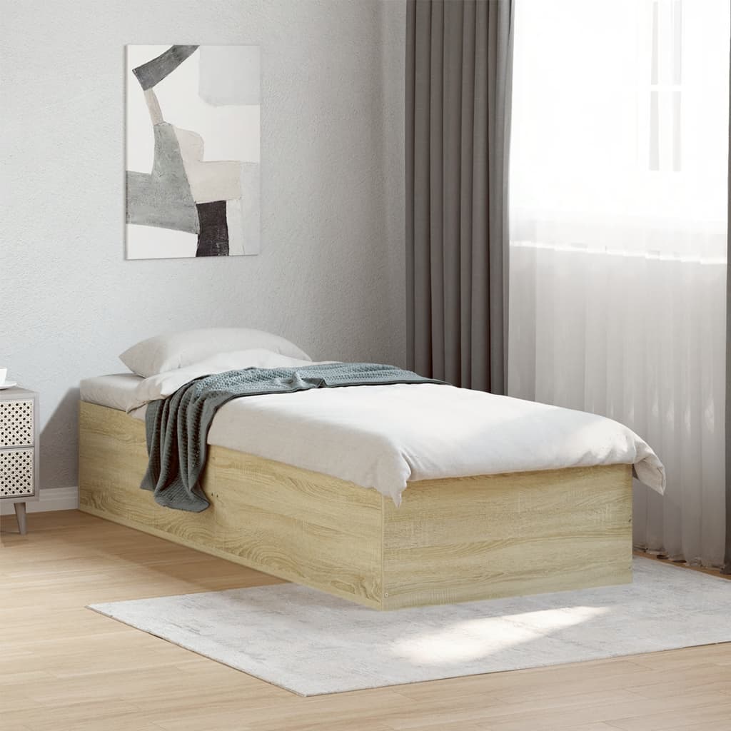 vidaXL Bed Frame without Mattress Sonoma Oak 100x200 cm 2