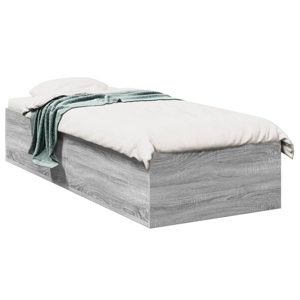 vidaXL Bed Frame without Mattress Grey Sonoma 90x190 cm Single 2