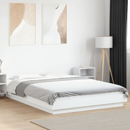 Bed Frame with LED Lights without Mattress 140x190cm White