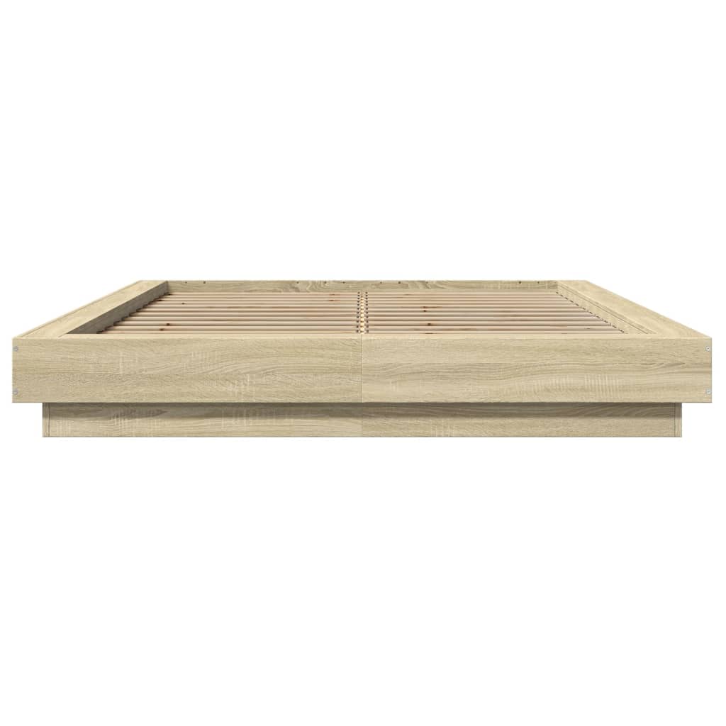 Bed Frame with LED Lights without Mattress 140x190cm Sonoma oak