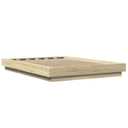 Bed Frame with LED Lights without Mattress 140x190cm Sonoma oak