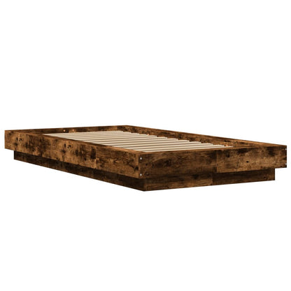 vidaXL Bed Frame with LED Lights without Mattress Smoked Oak 75x190cm 3