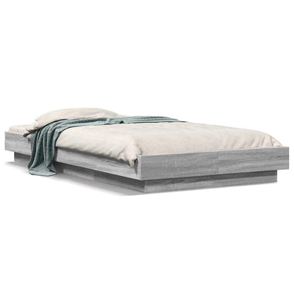 vidaXL Bed Frame with LED Lights without Mattress Grey Sonoma 75x190cm 2