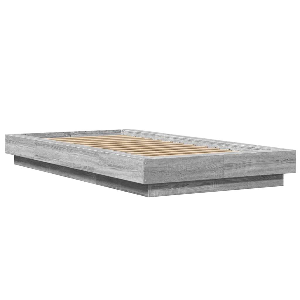 vidaXL Bed Frame with LED Lights without Mattress Grey Sonoma 75x190cm 3