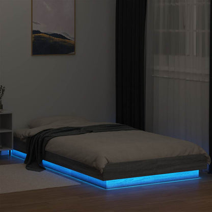 vidaXL Bed Frame with LED Lights without Mattress Grey Sonoma 75x190cm 4