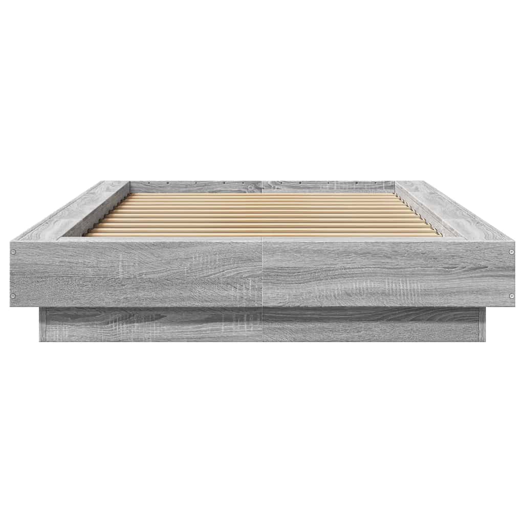 vidaXL Bed Frame with LED Lights without Mattress Grey Sonoma 75x190cm 5