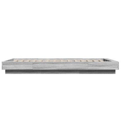 vidaXL Bed Frame with LED Lights without Mattress Grey Sonoma 75x190cm 6