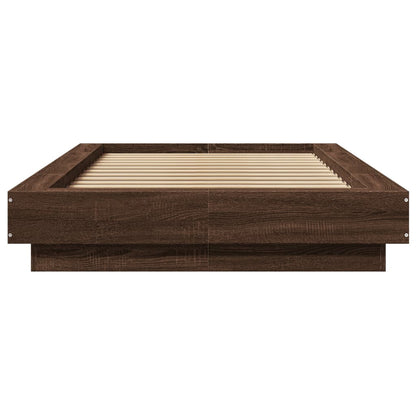 vidaXL Bed Frame with LED Lights without Mattress Brown Oak 75x190cm 5