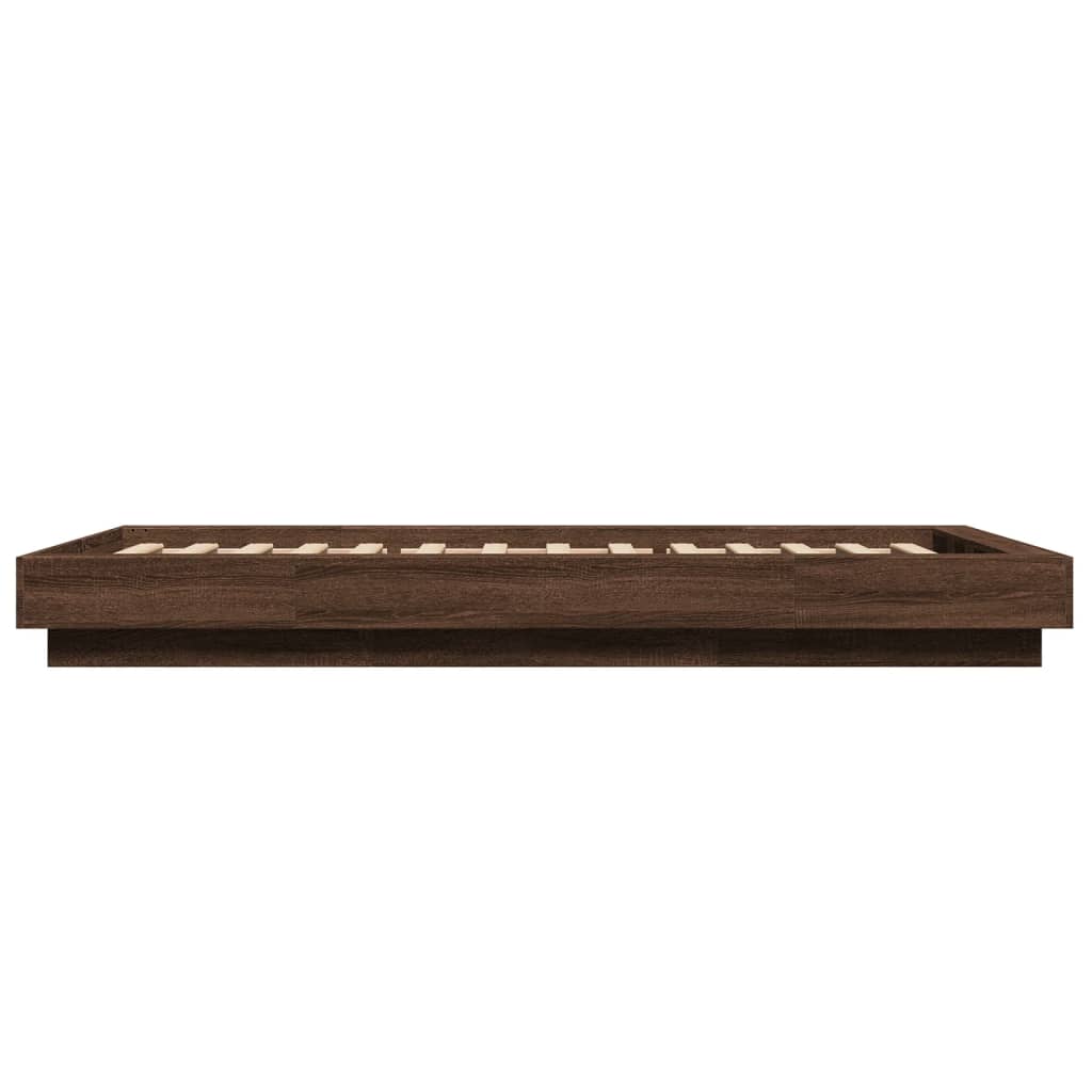vidaXL Bed Frame with LED Lights without Mattress Brown Oak 75x190cm 6