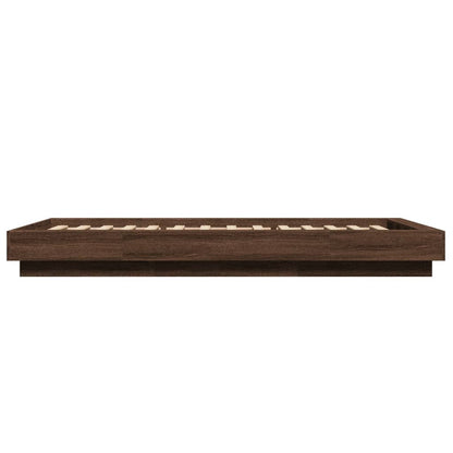 vidaXL Bed Frame with LED Lights without Mattress Brown Oak 75x190cm 6