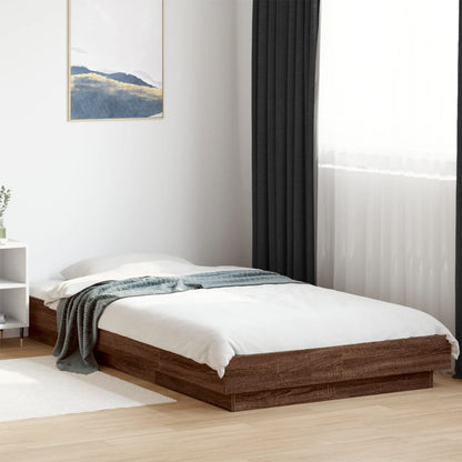 vidaXL Bed Frame with LED Lights without Mattress Brown Oak 75x190cm 1