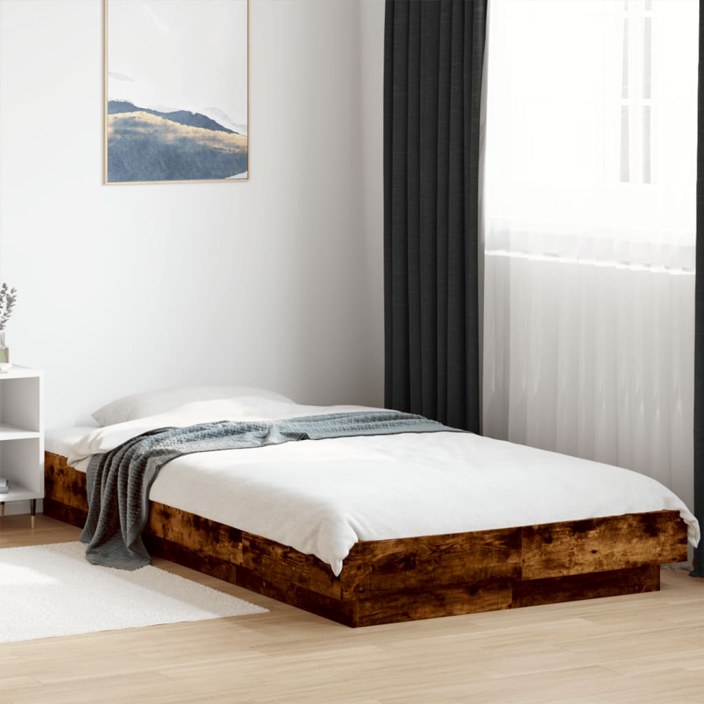 vidaXL Bed Frame without Mattress Smoked Oak 90x190 cm Single 1