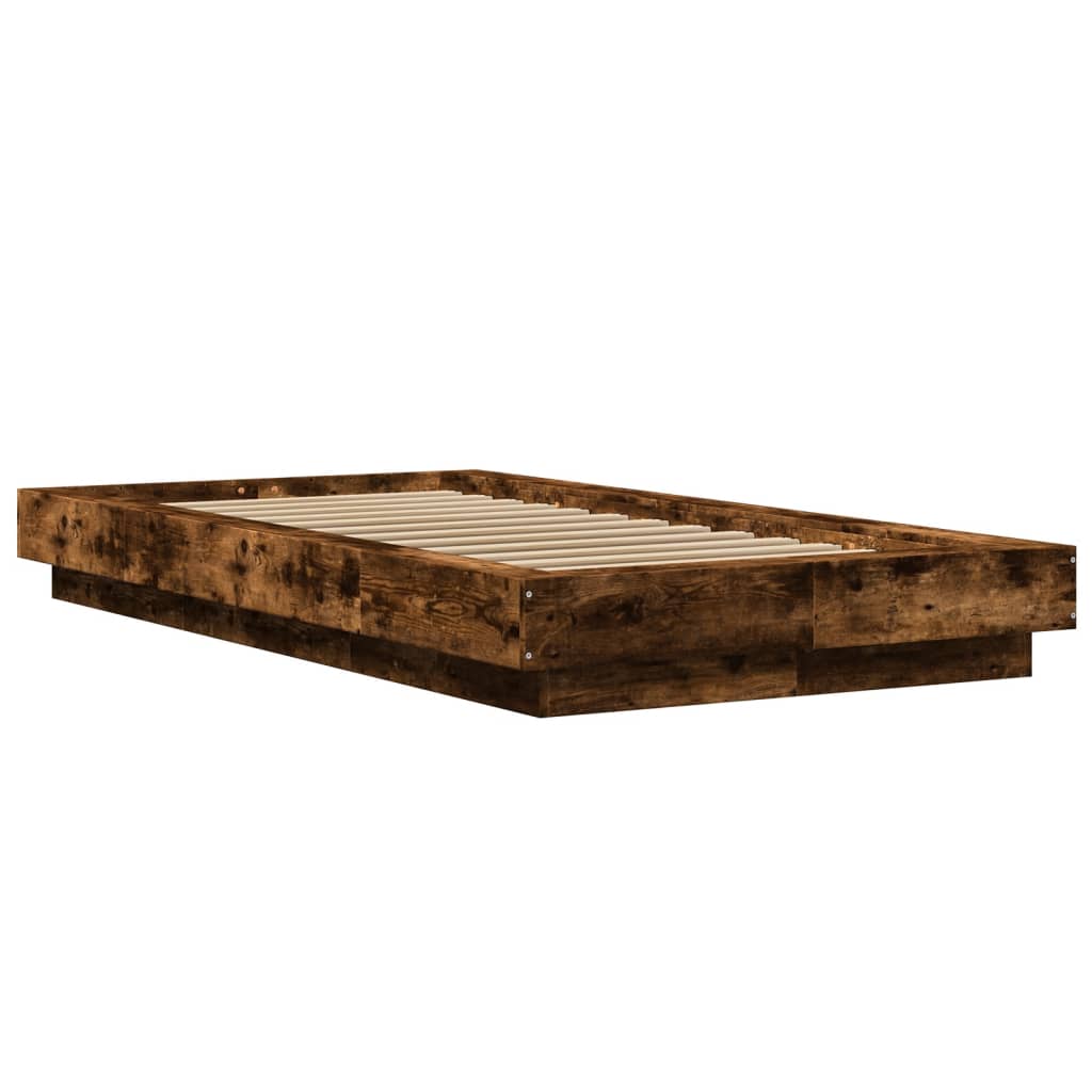 vidaXL Bed Frame without Mattress Smoked Oak 75x190 cm Small Single 3