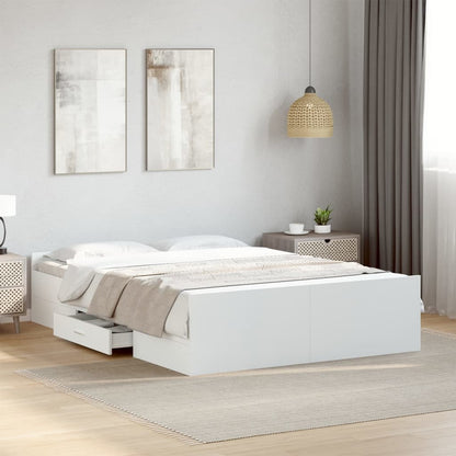 Bed Frame with Drawers without Mattress Length 190 cm White 140 cm