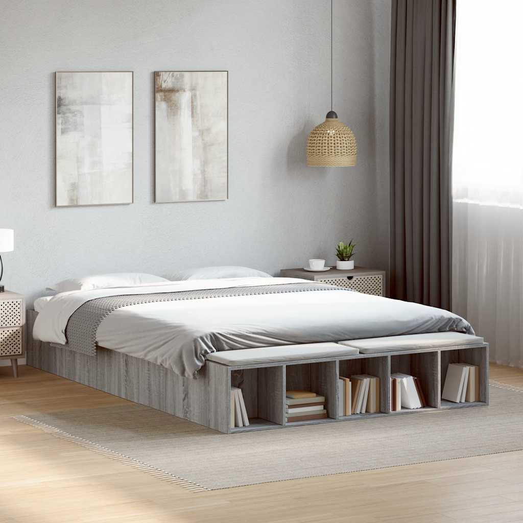 Bed Frame without Mattress 150x200 cm Grey sonoma