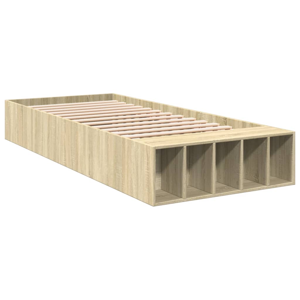 vidaXL Bed Frame without Mattress Sonoma Oak 75x190 cm Small Single 3