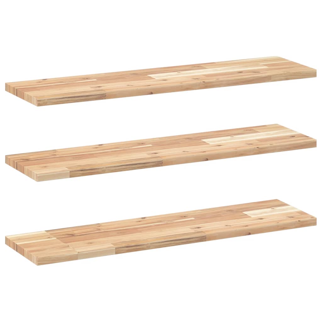 Floating Shelves Untreated Solid Wood Acacia Natural Height 2 cm Depth 20 cm 100 cm