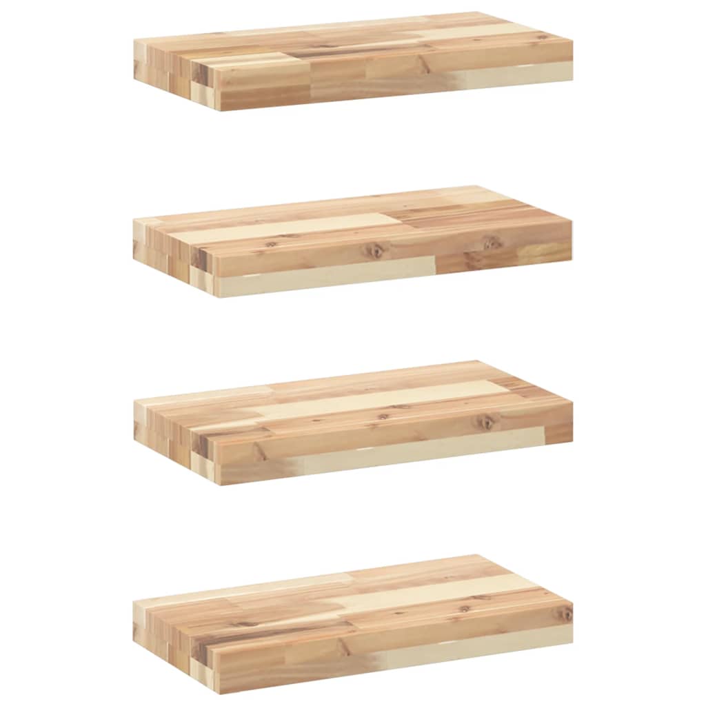 vidaXL Floating Shelves 4 pcs 40x20x4 cm Untreated Solid Wood Acacia 2
