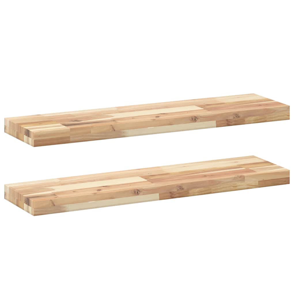vidaXL Floating Shelves 2 pcs 100x20x4 cm Untreated Solid Wood Acacia 2