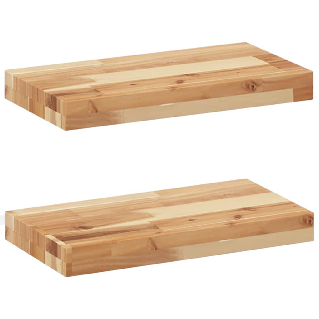 vidaXL Floating Shelves 2 pcs 60x20x4 cm Oil Finished Solid Wood Acacia 2