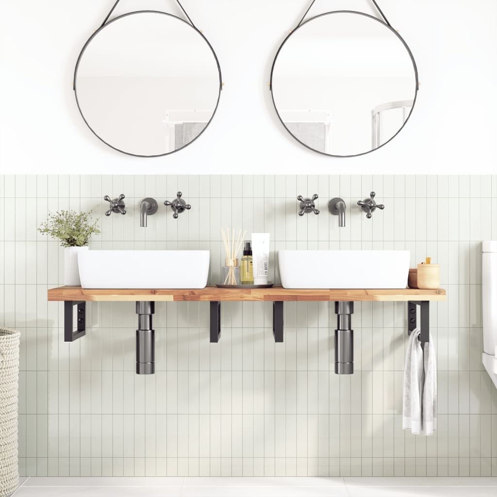 vidaXL Bathroom Vanity Top Untreated Solid Wood Acacia Natural Height 4 cm