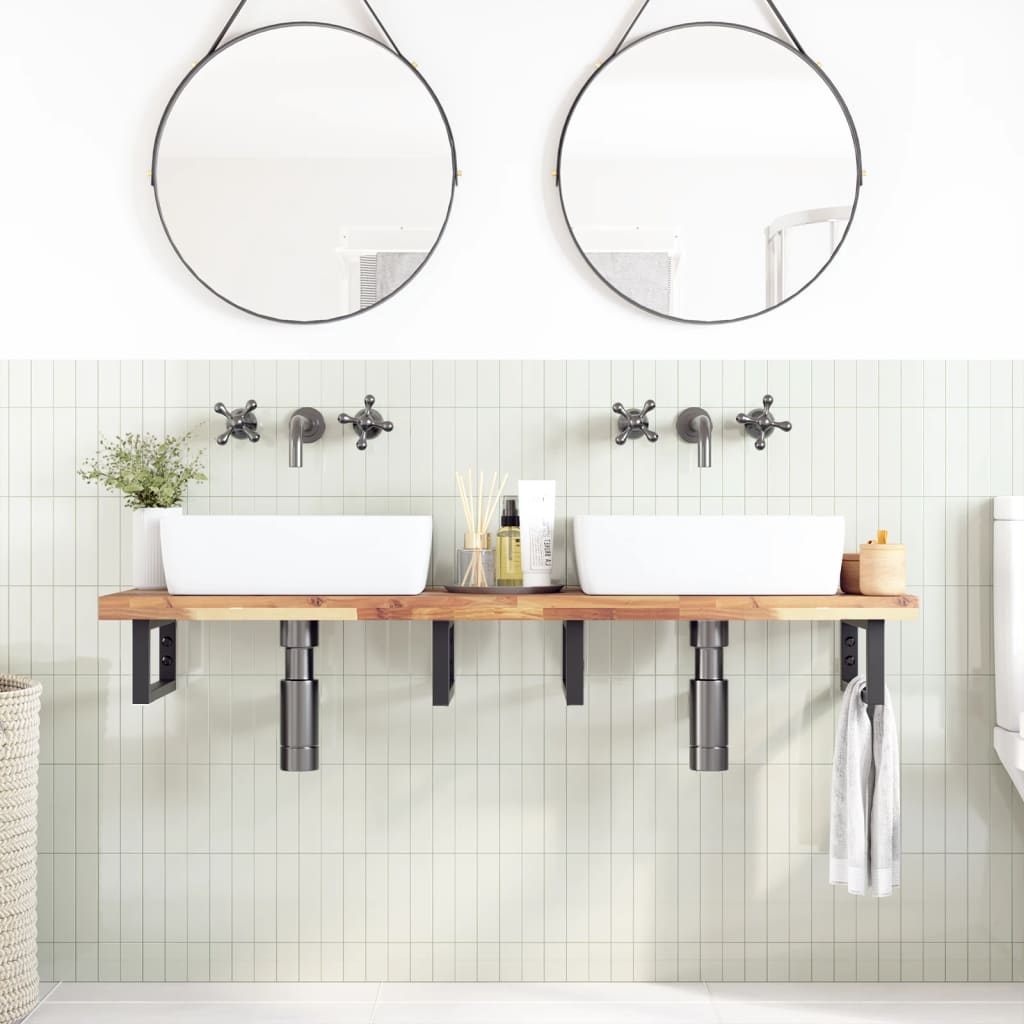 vidaXL Bathroom Vanity Top Untreated Solid Wood Acacia Natural Height 4 cm