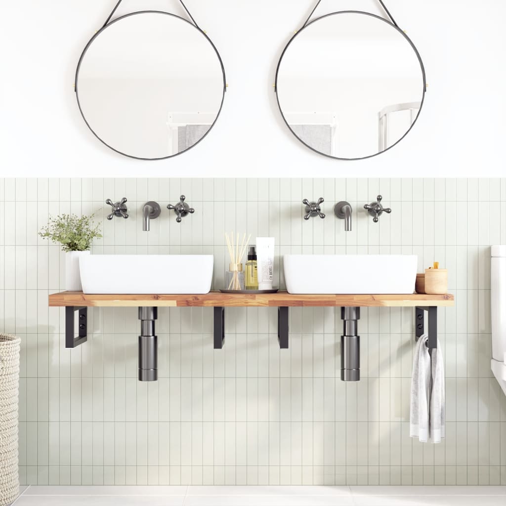 vidaXL Bathroom Vanity Top Untreated Solid Wood Acacia Natural Height 4 cm