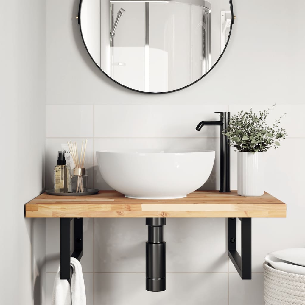 vidaXL Bathroom Vanity Top Untreated 80x50x4 cm Solid Wood Acacia 2