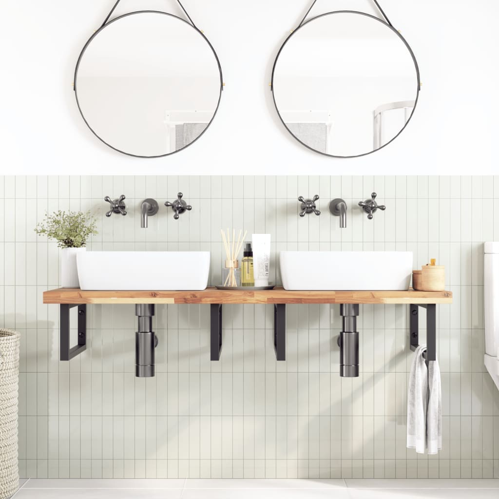 vidaXL Bathroom Vanity Top Untreated Solid Wood Acacia Natural Height 4 cm
