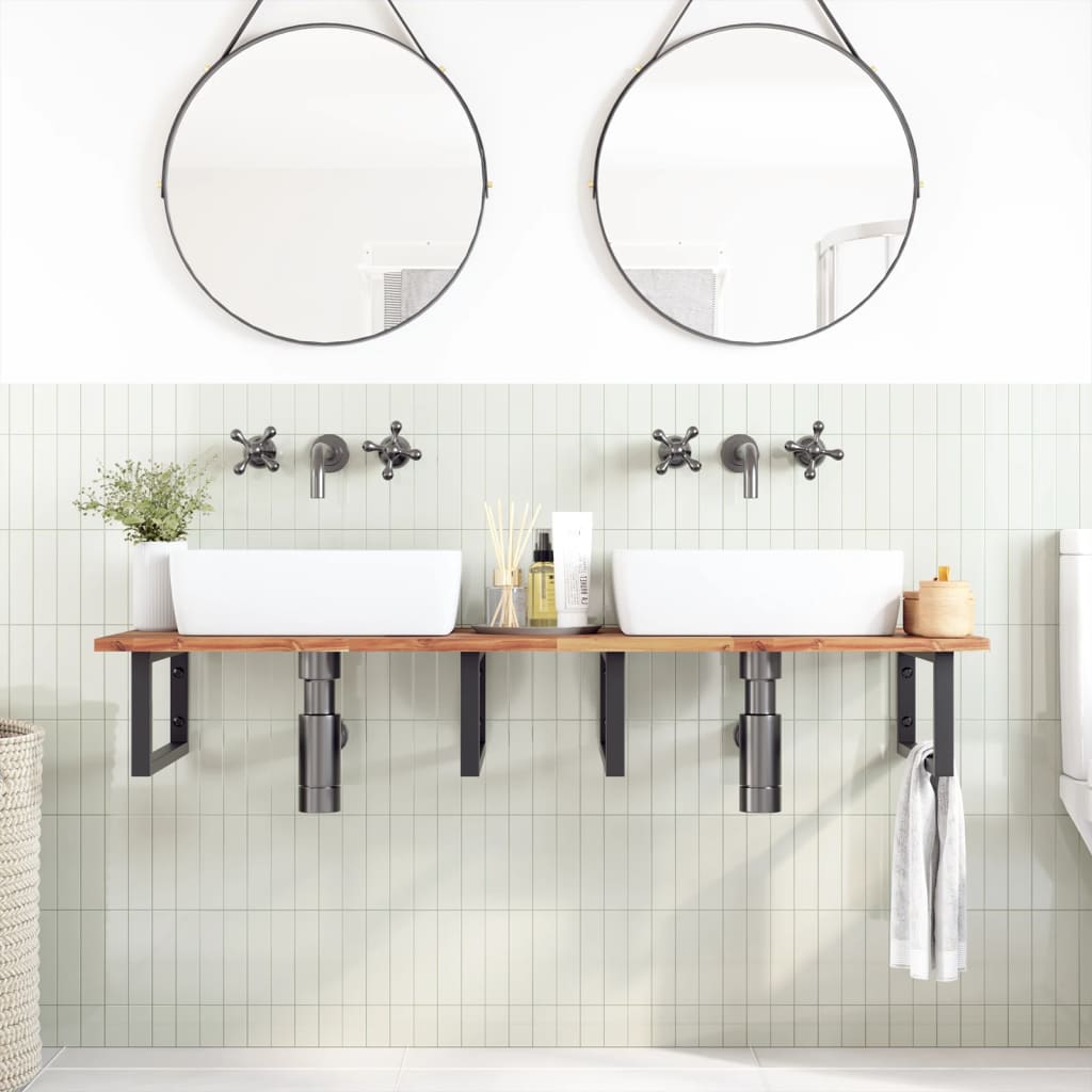 vidaXL Bathroom Vanity Top Solid Wood Acacia Oil Finished Height 2 cm