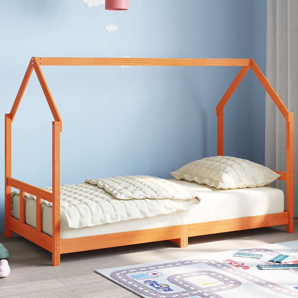 Kids Bed Frame Solid Wood Pine Wax brown 90 cm 190 cm