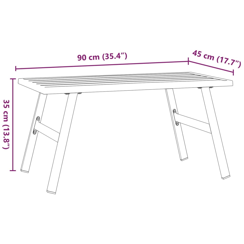 vidaXL Garden Coffee Table Black 90x45x35 cm Powder-coated Steel 6
