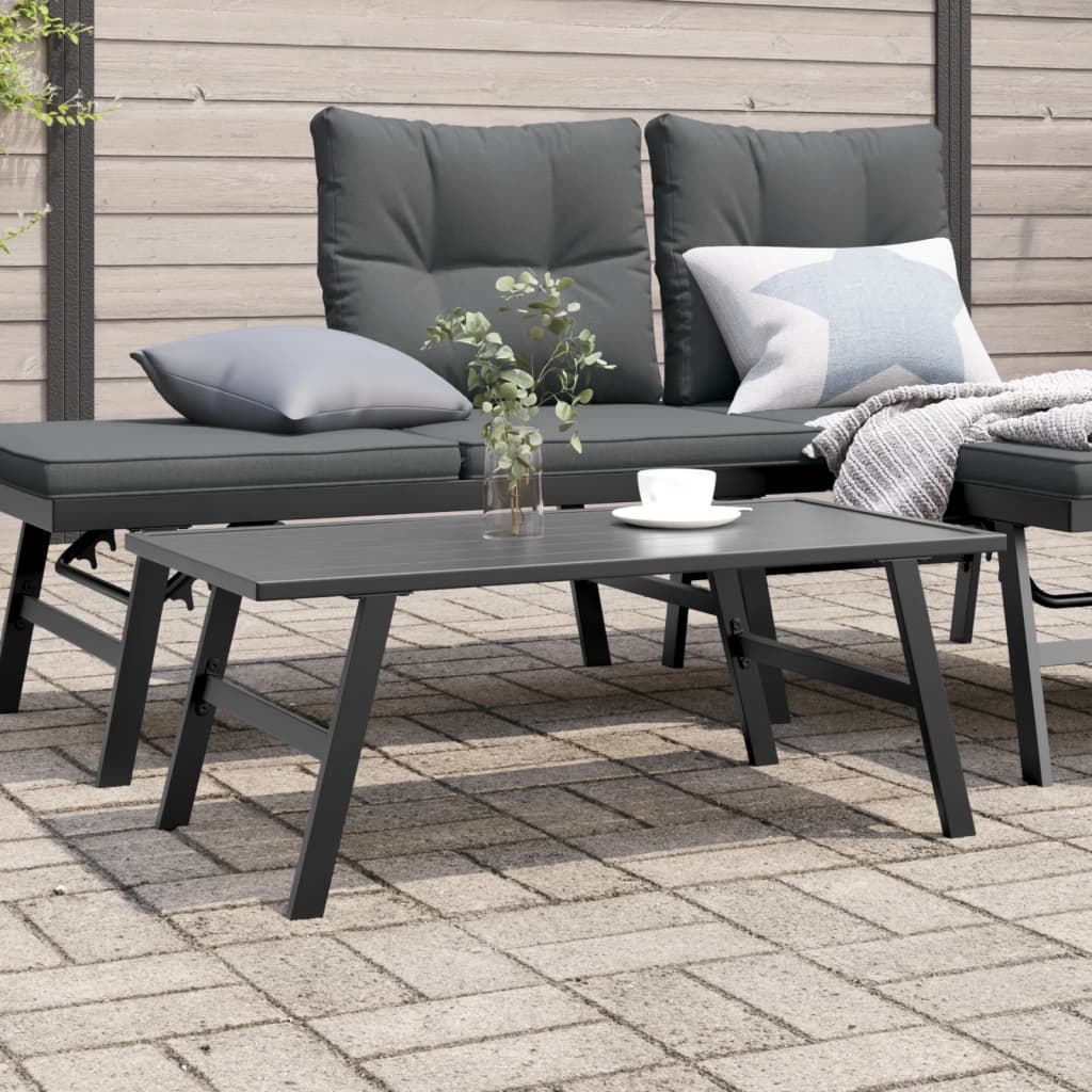 vidaXL Garden Coffee Table Black 90x45x35 cm Powder-coated Steel 1
