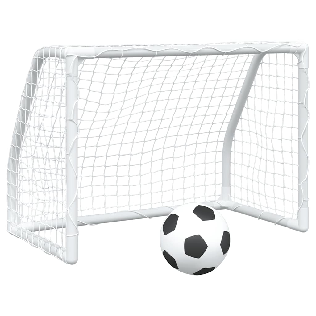 vidaXL Kids' Football Goals 2 pcs with Ball White 64x35x48 cm Metal 2