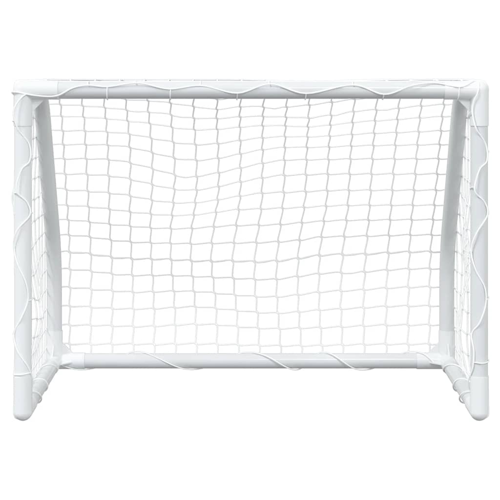 vidaXL Kids' Football Goals 2 pcs with Ball White 64x35x48 cm Metal 5