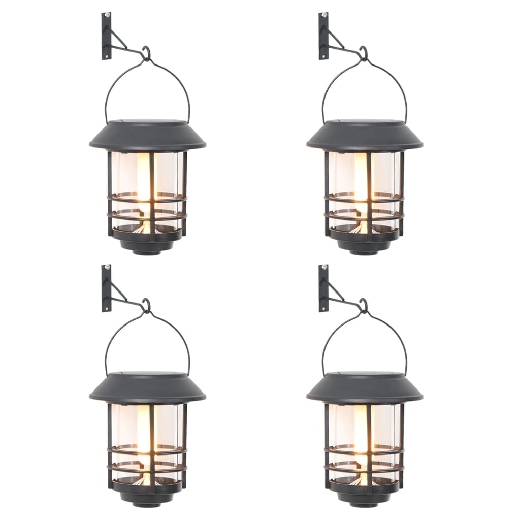 vidaXL Solar Outdoor Wall Lanterns 4 pcs Warm White Flickering Flame 2