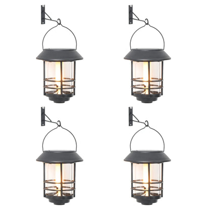 vidaXL Solar Outdoor Wall Lanterns 4 pcs Warm White Flickering Flame 2