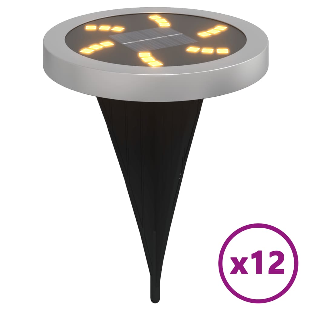 vidaXL Solar Ground Lights with Ground Spikes Outdoor 12pcs Warm White 2