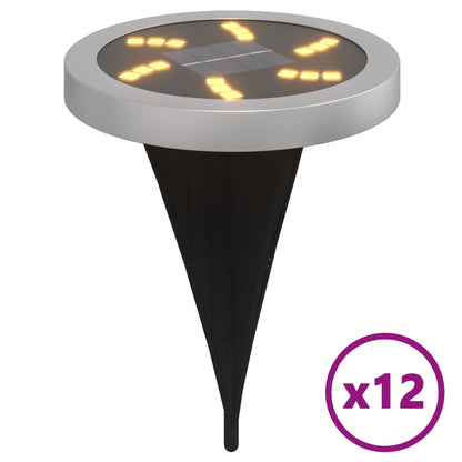 vidaXL Solar Ground Lights with Ground Spikes Outdoor 12pcs Warm White 2